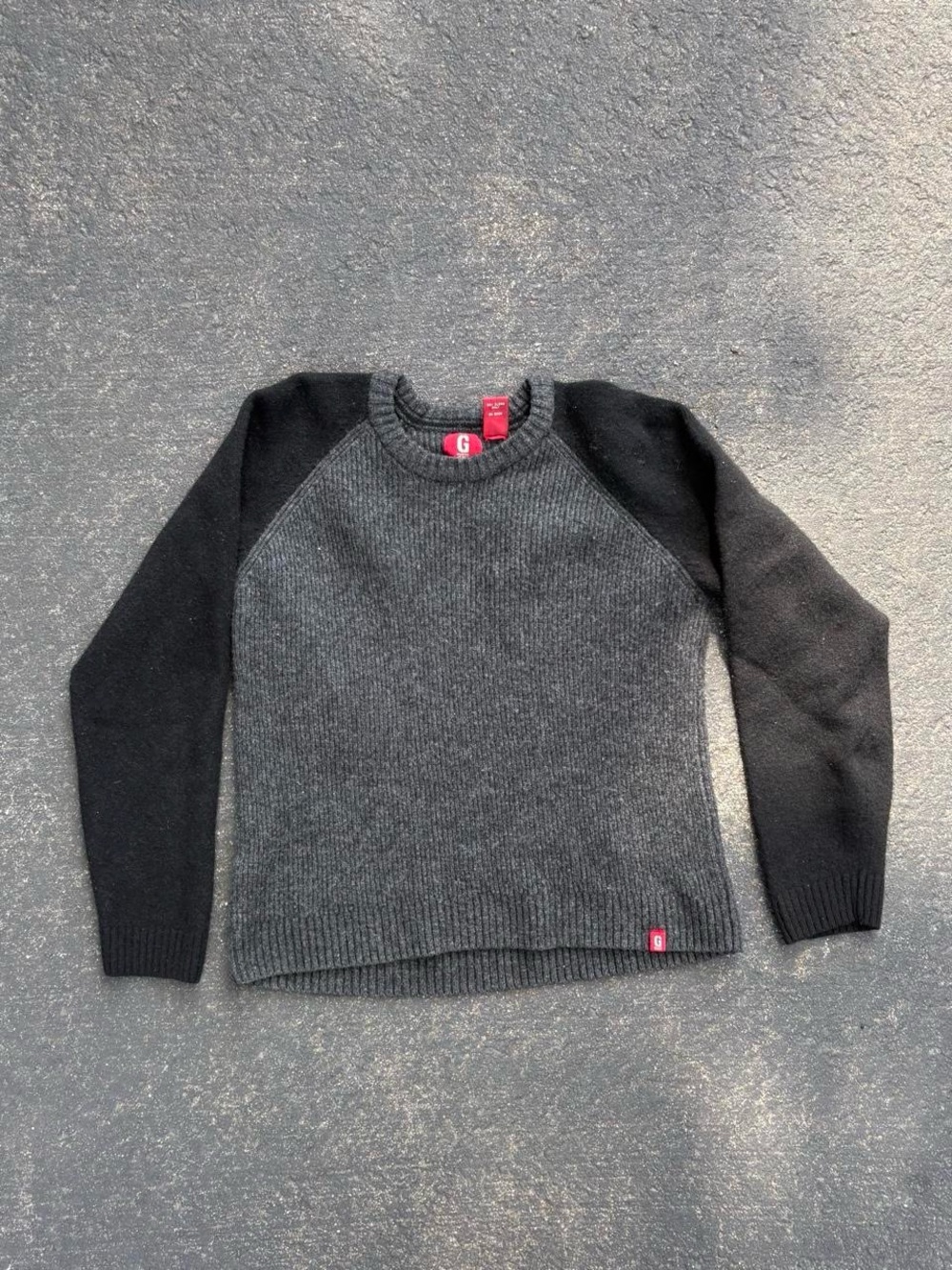 Guess Gray Body with Black Raglan Crewneck Sweater